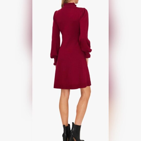 CeCe Women's Long Sleeve Smock Cuff Mock Neck Sweater Dress - Picture 2 of 3